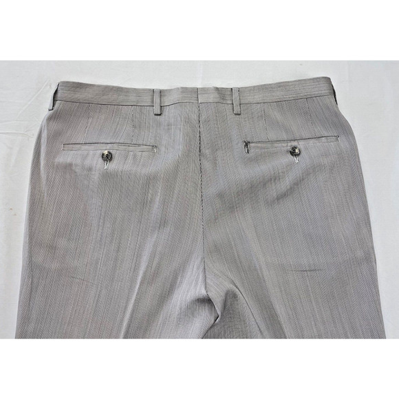 Hugo Boss Sharp1 US Flat Front Wool Dress Pants, Slacks. Gray Stripe, 33X30 Read - Picture 10 of 10